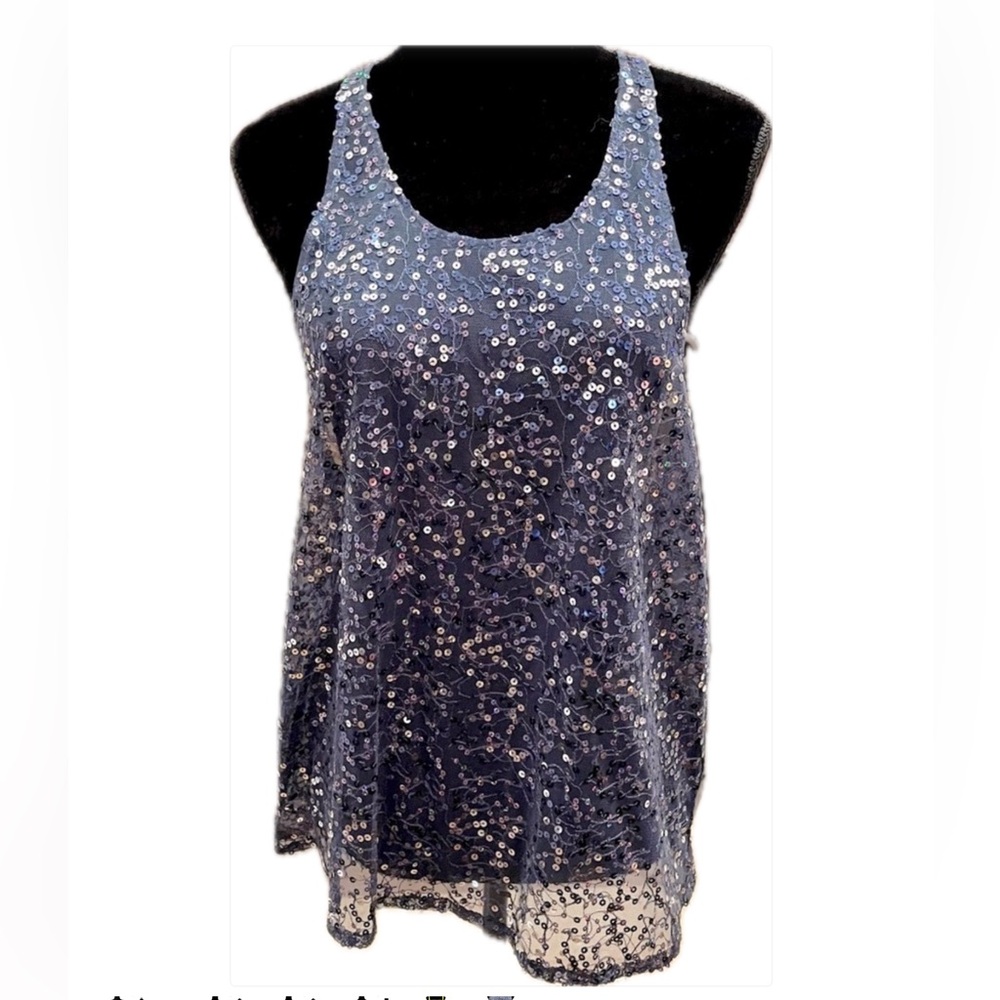 LaRok Sequin Embellished Navy Halter Top